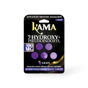 kama 7 hydroxy pseudoindoxyl chewable tablets black grape 100mg per tablet 5ct 42880