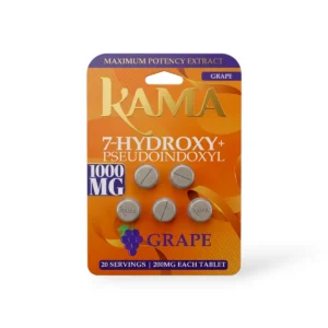 kama 7 hydroxy pseudoindoxyl chewable tablets grape 200mg per tablet 5ct 38702